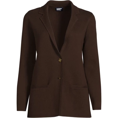 Lands' End Women's Fine Gauge Cotton Button Front Blazer Sweater 8 Lands' End Women's Fine Gauge Cotton Button Front Blazer Sweater - Image 8