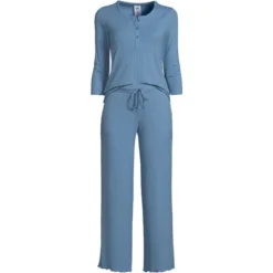 Lands' End Women's Pointelle Rib 2 Piece Pajama Set - 3/4 Sleeve Top And Crop Pants 10 Lands' End Women's Pointelle Rib 2 Piece Pajama Set - 3/4 Sleeve Top And Crop Pants -Lands' End Store GUEST b61a4e29 49bc 4215 b3e2 d971beedb437
