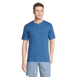 Lands' End Men's Knit Rib Short Sleeve Henley Pajama Shirt -Lands' End Store GUEST b7d5ab71 e6ca 4b54 8929 17e401d3921f