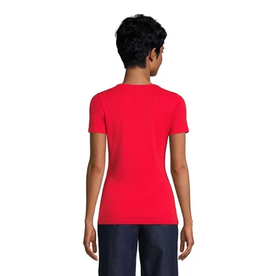 Lands' End Women's Tall All Cotton Short Sleeve Crewneck T-shirt 1 Lands' End Women's Tall All Cotton Short Sleeve Crewneck T-shirt