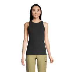 Lands' End Women's 2x2 Rib Crew Neck Tank Top