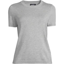 Lands' End Women's Fine Gauge Crew Neck Short Sleeve Tee Sweater -Lands' End Store GUEST b97a1978 0104 44a9 ba47 c405a1054338