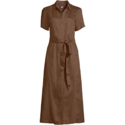 Lands' End Women's Indigo Tencel Button Front Midi Dress -Lands' End Store GUEST b995982c a846 4c3a a15d c36cb4653564