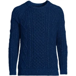 Lands' End Men's Cotton Blend Aran Cable Crew Neck Sweater -Lands' End Store GUEST bb889978 a8dc 408d bce7 6f9ca6996944