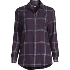Lands' End Women's Tall Flannel Boyfriend Fit Long Sleeve Shirt -Lands' End Store GUEST bbb8a548 d4af 4057 8067 dde7d0cbde7b
