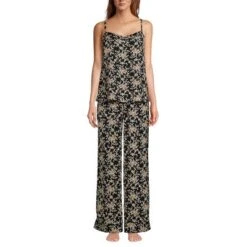 Lands' End Women's Hammered Satin 2 Piece Pajama Set - Cami Top And Pants - Large - Black/Coriander Floral 5 Lands' End Women's Hammered Satin 2 Piece Pajama Set - Cami Top And Pants - Large - Black/Coriander Floral -Lands' End Store GUEST bc0c100e 60f8 431b b70e d075db54e471