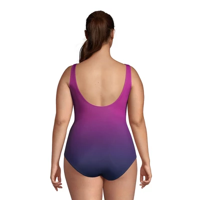 Lands' End Women's Plus Size DD-Cup Slender Tummy Control Chlorine Resistant Wrap One Piece Swimsuit 1 Lands' End Women's Plus Size DD-Cup Slender Tummy Control Chlorine Resistant Wrap One Piece Swimsuit