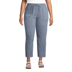 Lands' End Women's High Rise Pull On Tie Waist Linen Crop Pants -Lands' End Store GUEST bc6844bc 7aa7 4622 a8bb 1cbe83da2c7d