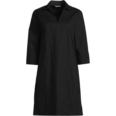 Lands' End Women's Cotton Poplin 3/4 Sleeve Split Neck Dress 4 Lands' End Women's Cotton Poplin 3/4 Sleeve Split Neck Dress - Image 4