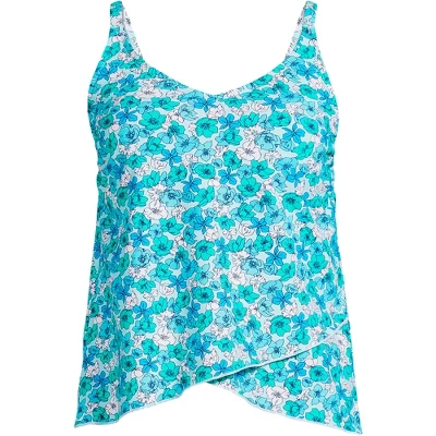 Lands' End Lands' End Women's Long Torso Chlorine Resistant V-Neck Tulip Hem Tankini Swimsuit Top With Adjustable Straps 7 Lands' End Lands' End Women's Long Torso Chlorine Resistant V-Neck Tulip Hem Tankini Swimsuit Top With Adjustable Straps - Image 7