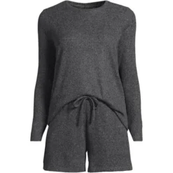Lands' End Women's Cozy Brushed Rib 2 Piece Pajama Set - Long Sleeve Top And Shorts -Lands' End Store GUEST c0291e76 39f7 4f99 8760 8dc17409e0b5