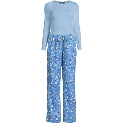 Lands' End Women's Tall Pajama Set Knit Long Sleeve T-Shirt And Flannel Pants 3 Lands' End Women's Tall Pajama Set Knit Long Sleeve T-Shirt And Flannel Pants - Image 3