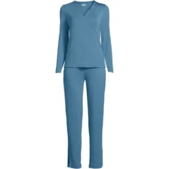 Lands' End Women's Cooling 2 Piece Pajama Set - Long Sleeve Crossover Top And Pants -Lands' End Store GUEST c3a25b1a b494 4c6a 8a44 775a6316d29c