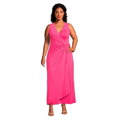 Lands' End Women's Light Weight Cotton Modal Sleeveless Surplice Maxi Dress 2 Lands' End Women's Light Weight Cotton Modal Sleeveless Surplice Maxi Dress - Image 2