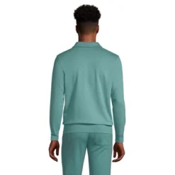 Lands' End Men's Serious Sweats Quarter Zip Polo