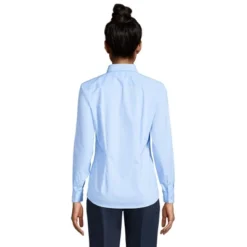 Lands' End School Uniform Women's No Gape Long Sleeve Stretch Shirt