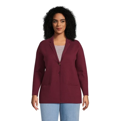 Lands' End Women's Fine Gauge Cotton Button Front Blazer Sweater 7 Lands' End Women's Fine Gauge Cotton Button Front Blazer Sweater - Image 7