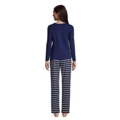 Lands' End Women's Tall Knit Pajama Set Long Sleeve T-Shirt And Pants