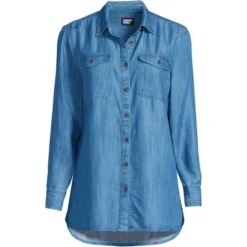 Lands' End Women's Indigo Tencel Heritage Long Sleeve Shirt -Lands' End Store GUEST cb0550c8 ed7e 425f a731 2fcbe48170e8
