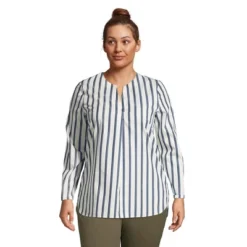 Lands' End Women's Wrinkle Free No Iron Split Neck Soft Tunic Top -Lands' End Store GUEST cd3fe1ac 7449 45b9 a27b 0d68210217d0