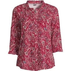 Lands' End Women's 3/4 Sleeve Light Weight Jersey Ruffle Neck Pintuck Top 8 Lands' End Women's 3/4 Sleeve Light Weight Jersey Ruffle Neck Pintuck Top -Lands' End Store GUEST ce7f979f 6636 4e26 9986 0e73f75cc98d