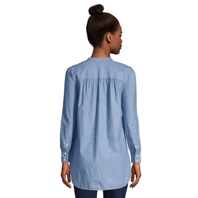 Lands' End Women's Cotton A-Line Long Sleeve Tunic Top 1 Lands' End Women's Cotton A-Line Long Sleeve Tunic Top