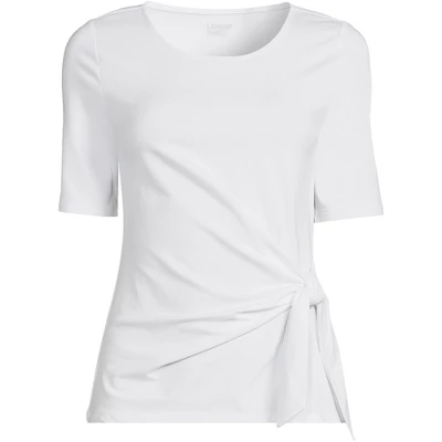 Lands' End Women's Elbow Sleeve Lightweight Jersey Tie Front Top 5 Lands' End Women's Elbow Sleeve Lightweight Jersey Tie Front Top - Image 5