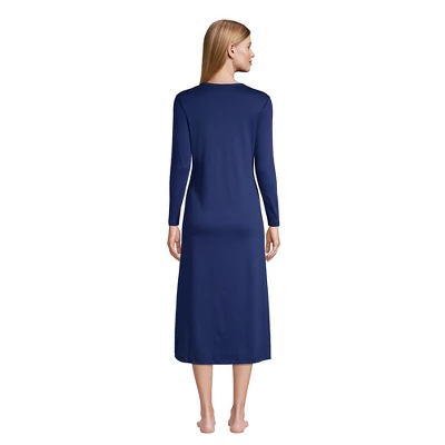 Lands' End Women's Supima Cotton Long Sleeve Midcalf Nightgown 1 Lands' End Women's Supima Cotton Long Sleeve Midcalf Nightgown