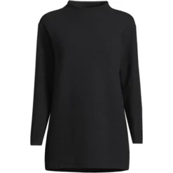 Lands' End Women's Long Sleeve Textured Pique Funnel Neck Tunic -Lands' End Store GUEST d3be91e2 729d 4b02 bbec ef61c940ce60