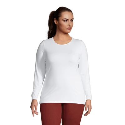 Lands' End Women's Lightweight Fitted Long Sleeve Crewneck T-Shirt 3 Lands' End Women's Lightweight Fitted Long Sleeve Crewneck T-Shirt - Image 3