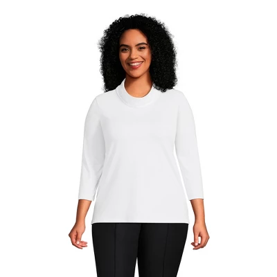 Lands' End Women's 3/4 Sleeve Light Weight Jersey Cowl Neck Top 8 Lands' End Women's 3/4 Sleeve Light Weight Jersey Cowl Neck Top - Image 8
