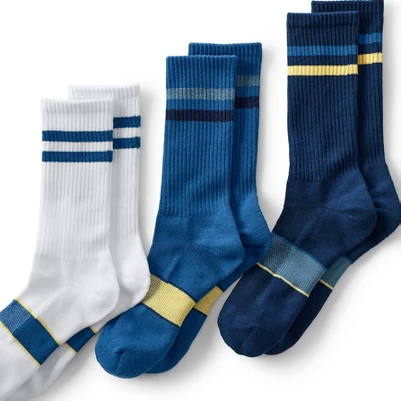 Lands' End Men's Performance Crew Sock 3-Pack 2 Lands' End Men's Performance Crew Sock 3-Pack - Image 2