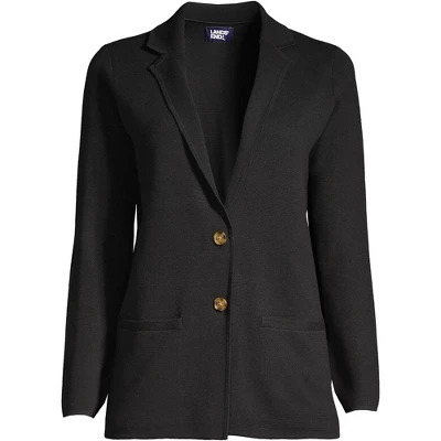 Lands' End Women's Fine Gauge Cotton Button Front Blazer Sweater 3 Lands' End Women's Fine Gauge Cotton Button Front Blazer Sweater - Image 3