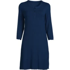 Lands' End Women's Pointelle Rib 3/4 Sleeve Knee Length Nightgown -Lands' End Store GUEST d7bae834 54db 408a 8545 3752c2589ba9