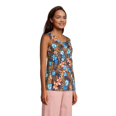 Lands' End Women's Crinkle Knit Tiered Tank Top 2 Lands' End Women's Crinkle Knit Tiered Tank Top - Image 2