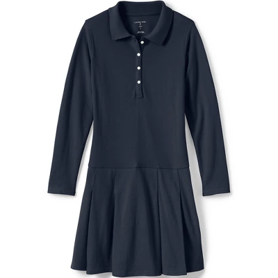 Lands' End School Uniform Girls Long Sleeve Mesh Polo Dress 6 Lands' End School Uniform Girls Long Sleeve Mesh Polo Dress - Image 6