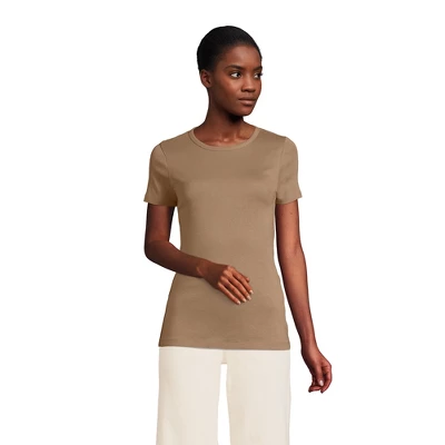 Lands' End Women's Cotton Rib Short Sleeve Crewneck T-shirt 14 Lands' End Women's Cotton Rib Short Sleeve Crewneck T-shirt - Image 14