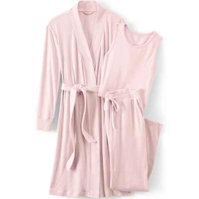 Lands' End Women's Cozy 3 Piece Pajama Set - Robe Top And Pants 7 Lands' End Women's Cozy 3 Piece Pajama Set - Robe Top And Pants - Image 7