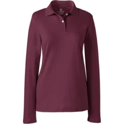 Lands' End School Uniform Women's Long Sleeve Feminine Fit Interlock Polo Shirt -Lands' End Store GUEST dbd3a5e8 e757 4de8 925b 90421f9e6d21