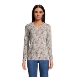 Lands' End Women's Relaxed Supima Cotton Long Sleeve V-Neck T-Shirt -Lands' End Store GUEST dc56be45 94a8 4185 900f 114cec4b9e82