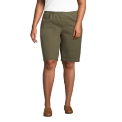 Lands' End Women's Plus Size Mid Rise Elastic Waist Pull On 12" Knockabout Chino Bermuda Shorts -Lands' End Store GUEST dc5a7d81 f01d 46e4 9ab4 50ee6dd7a0ab