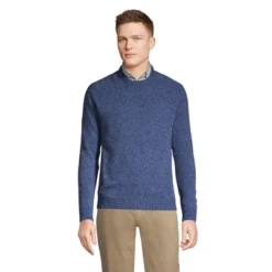 Lands' End Men's Long Sleeve Lambswool Crewneck Sweater