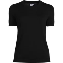 Lands' End Women's Fine Gauge Crew Neck Short Sleeve Tee Sweater -Lands' End Store GUEST df0cefa3 3405 495f ba2f d06b29a29639