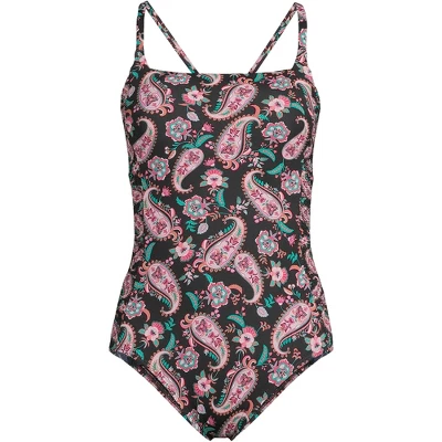 Lands' End Women's Chlorine Resistant Smocked Square Neck One Piece Swimsuit With Adjustable Straps 4 Lands' End Women's Chlorine Resistant Smocked Square Neck One Piece Swimsuit With Adjustable Straps - Image 4