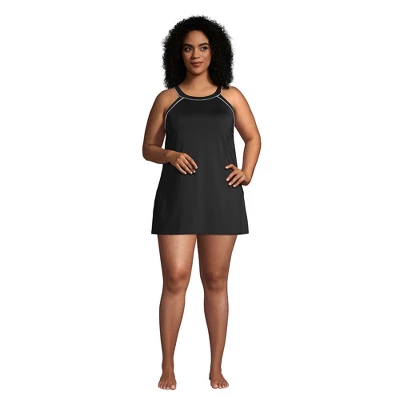 Lands' End Lands' End Women's Plus Size DD-Cup Chlorine Resistant High Neck Swim Dress One Piece Swimsuit Adjustable Strap 2 Lands' End Lands' End Women's Plus Size DD-Cup Chlorine Resistant High Neck Swim Dress One Piece Swimsuit Adjustable Strap - Image 2