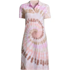 Lands' End Women's Short Sleeve Mesh Cotton Knee Length Polo Dress