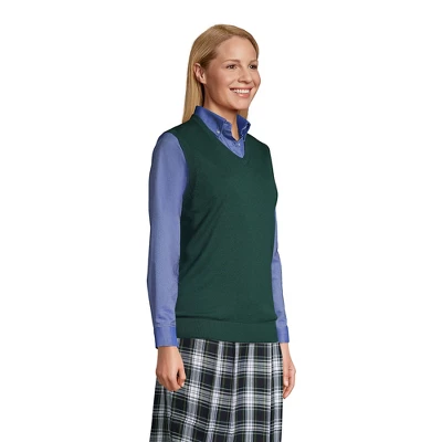 Lands' End School Uniform Women's Cotton Modal Fine Gauge Sweater Vest 2 Lands' End School Uniform Women's Cotton Modal Fine Gauge Sweater Vest - Image 2