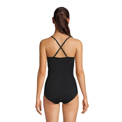 Lands' End Women's Chlorine Resistant Smocked Square Neck One Piece Swimsuit With Adjustable Straps 1 Lands' End Women's Chlorine Resistant Smocked Square Neck One Piece Swimsuit With Adjustable Straps