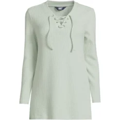 Lands' End Women's Long Sleeve Waffle Knit Lace Up Tunic -Lands' End Store GUEST e9b210e3 a46d 49c2 9608 d30fa369221e