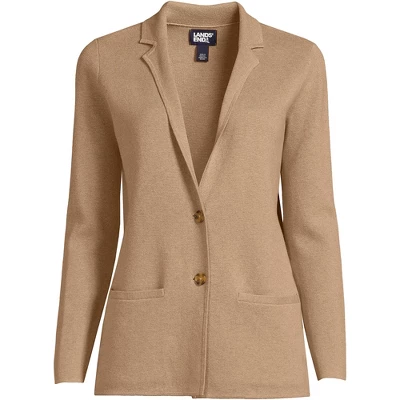 Lands' End Women's Fine Gauge Cotton Button Front Blazer Sweater 5 Lands' End Women's Fine Gauge Cotton Button Front Blazer Sweater - Image 5